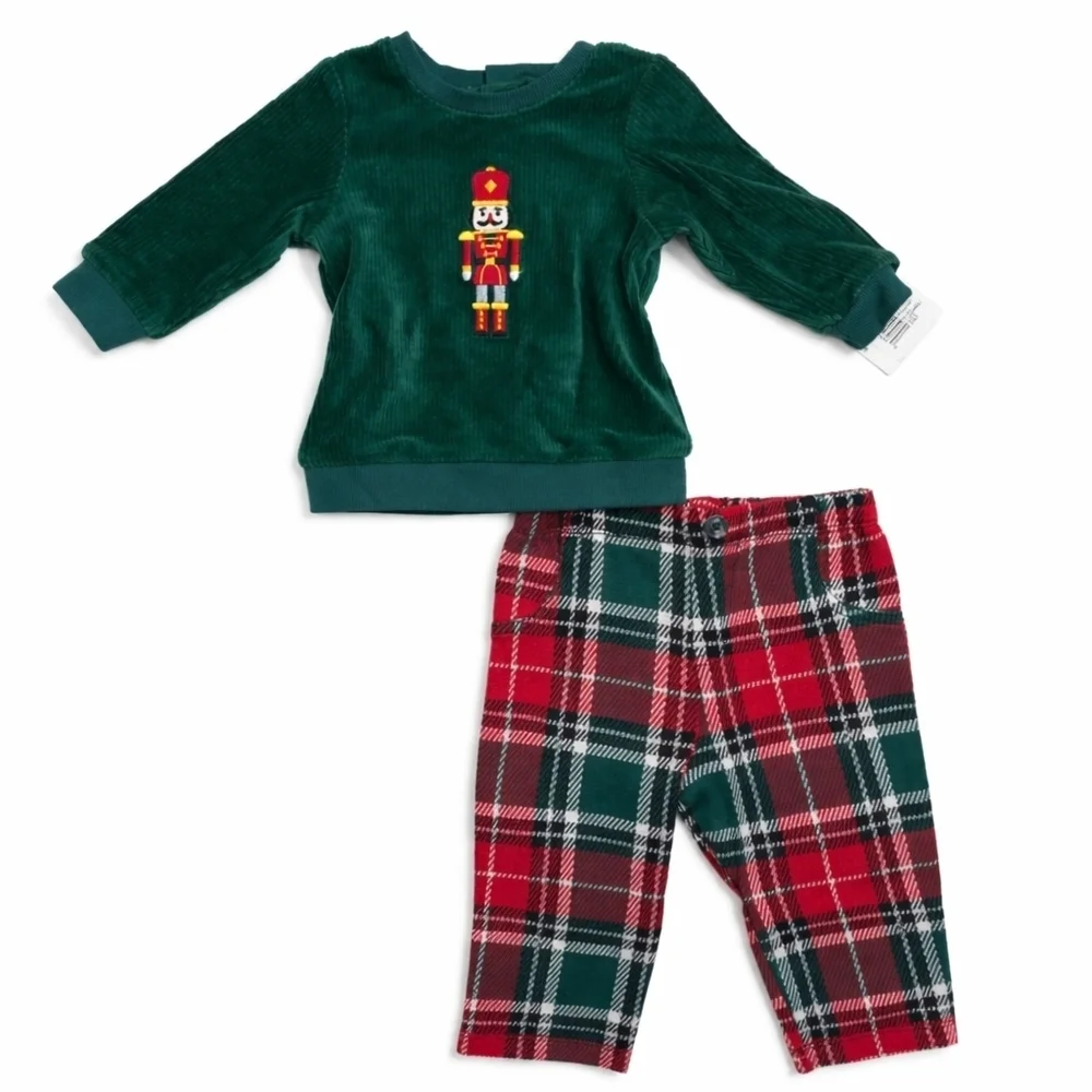 NWT Little Me Baby Boy Christmas Set 6M - Nutcracker & Plaid